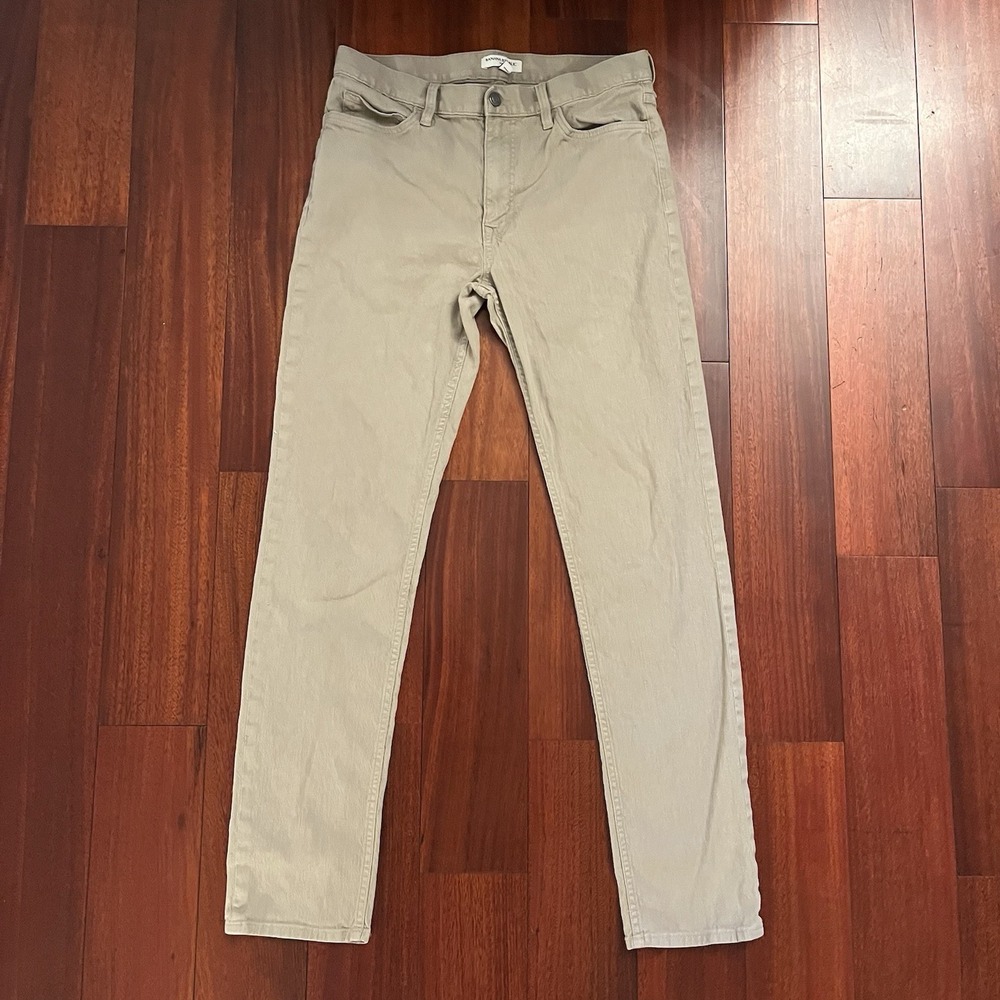 Banana Republic Pants Men 33x34 Khaki Linen Blend Slim Fit Tan Beige Preppy